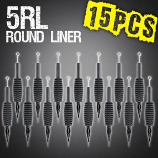 NEW 15pcs 5RL Round Liner Disposable Tattoo Needle 3/4 Grip Tube Tip 
