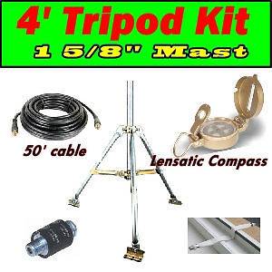 Brand New Portable Satellite Dish Network Tripod 4 RV 1 5/8 Mast 