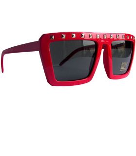 80s90s Style Sunglasses Red NEW WAVE ROXY metal studd