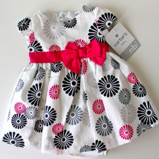   Baby Girl Cute HOLIDAY DRESS Pink & White Newborn Christmas Outfit