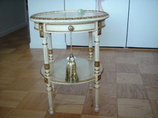   French Louis VXI Hand Paint Floral Round Nightstand Table Stool