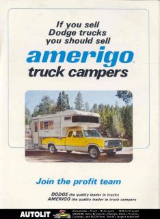 1973 Dodge Pickup Truck Amerigo Camper Brochure