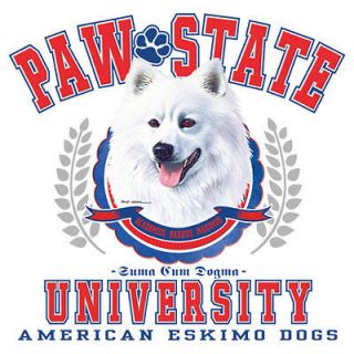 American Eskimo Dog Close Up Portrait Paw State University White T 