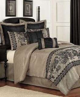 PEM America Luciel Lace King 8 Piece Comforter Bed In A Bag Set Taupe 