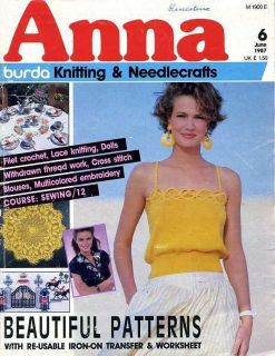 Anna Burda Knitting & Needlecraft Magazine June 1987 Knitting Lace 