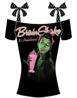 Too Fast Zombie Girl Milk Shake Pinup Shirt Top its Deadalicious Punk