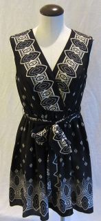 Anna Sui Silk Wrap Black & White Dress sz Small Medium Lovely NEW