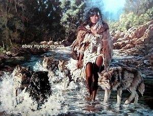 WOLF PEOPLE CROSSING Penni Anne Cross CANVAS Signed Numbered w/coa 27 