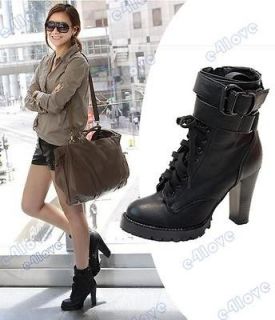   High Heels womens Shoes Lace Up Pumps motorcycle Lady Ankle Boots