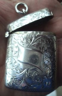 LARGE Silver Art Nouveau Vesta Match Safe   William Neale 1899 Chester