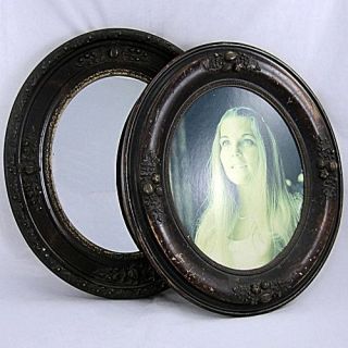 ANTIQUE OVAL PICTURE MIRROR CONVEX FRAMES Applied Border Accents 