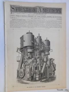 1882 Steamship Parisian Scientific American Mag. Antique Washing 