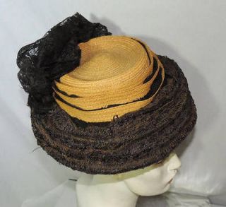 Darling Victorian / Edwardian Straw / Lace Hat made in Italy