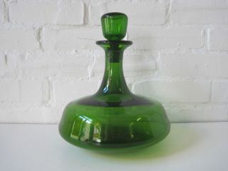   Modern Art Glass Decanter green vtg genie blenko 50s christmas 60s