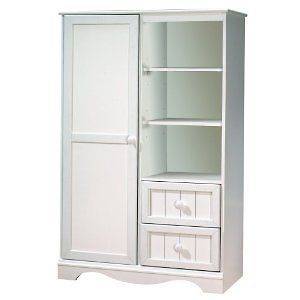 Country style armoire bookcase storage shelves white