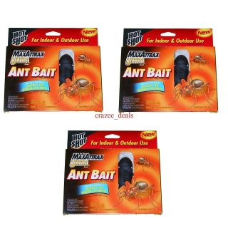   Of 3 Boxes (12 Baits) Hot Shot MaxAttrax Ultra Ant Bait Stations NEW