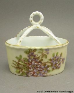 Antique Victoria Carlsbad Austria Porcelain China Basket Trinket Dish 