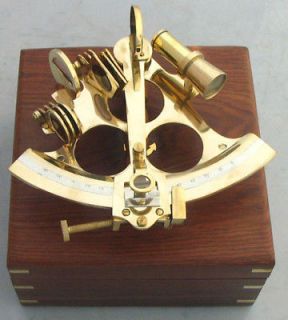 SEXTANT BRASS IN WOODEN BOX ~ ASTROLABE NAVIGATION ~ PIRATE 