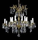 Beautiful Ornate Vintage Brass Crystal Chandelier 8 Light 80 Prisms 