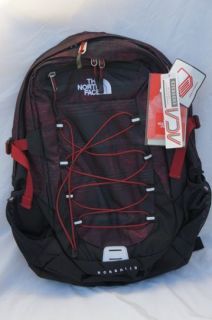 North Face BOREALIS Backpack Daypack Biking Red Stripe Plaid