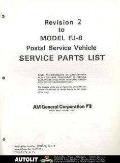 1972 Jeep AM General Model FJ 8 Postal Service Vehicle