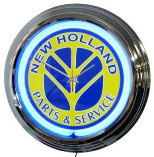 NEW HOLLAND TRACTOR PARTS & SERVICE SUPER SIZE 17 INCH NEON CLOCK 