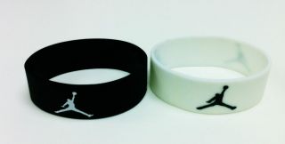 Set of 2 Michael Jordan Wristband Sport Bracelet Jumpman Logo Black 