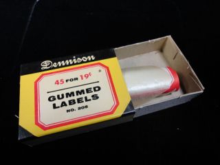 Retro Vintage Dennison Gummed Labels #205 45 Labels New/Old Stock 1940 