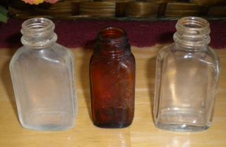 Vintage~2 Bayer Aspirin Bottles and 1 Anacin Aspirin (Whitehall) Amber 