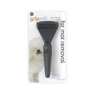 JW Pet Grip Soft Rake Dog Brush Tool Long Blade Comb Mat Removal 