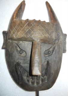 Old Tribal Wooden Mask on Iron Stand