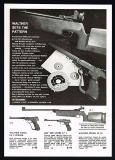 1970 Walther Air Rifle Gun Model Lg V, Lp 2, Lp 53 Magazine Print Ad