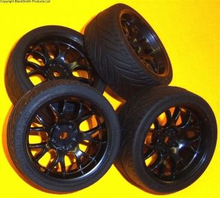 211000143 1/10 Scale On Road Wheel Tyres Nitro RC Car Black Soft Tree 