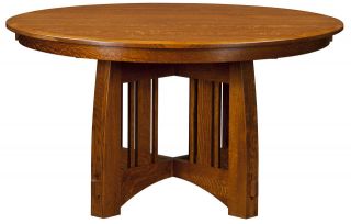 Amish Mission Round Pedestal Dining Table Rustic Modern Solid Wood 