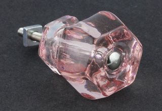 Large Depression Old Fashioned Antique Style Pink Glass Knobs