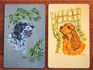     DOGS   GLADYS EMMERSON COOK   PAIR VINTAGE SWAP PLAYING CARDS