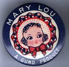 Vintage pin MARY LOU pinback Gund DOLL Premium Promotion button