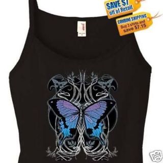 Tribal Butterfly Goth Spaghetti Strap T Shirt  New*