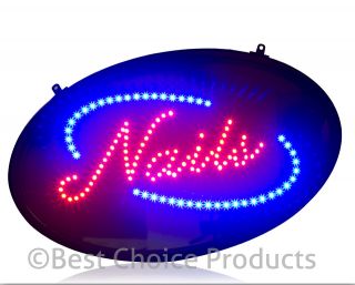 Nails LED Sign Hair Salon Welcome Open Business Window Signage New