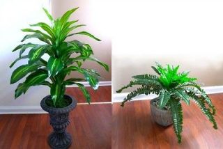23 Brazil Tree Artificial Palm Plant And Boston Fern Bush Lifelike 