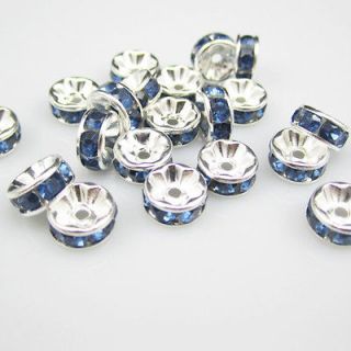   shipping Fashion 20pcs Size 8MM Plated silver crystal spacer beads