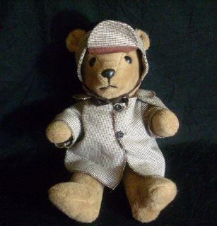   TRUDY TEDDY BEAR BROWN STUFFED ANIMAL PLUSH TOY W HAT & COAT OLD M