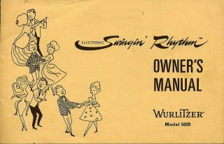   Electronic Swingin Rhythm Owners Manual MODEL 5020 Original for Organ
