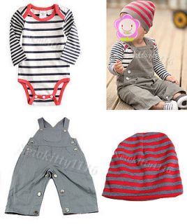   Children Boy Baby Costume Fall Clothing One Pieces+Hat+Braces 0 36 Mon