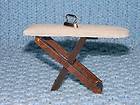 Miniature Ironing Board/Iron walnut in 112 Doll scale