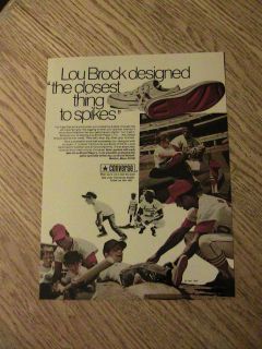 1969 LOU BROCK ADVERTISEMENT CONVERSE SHOE CLOSEST THING TO SPIKES 