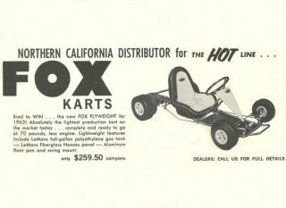Vintage & Rare 1963 Fox Flyweight Go Kart Ad