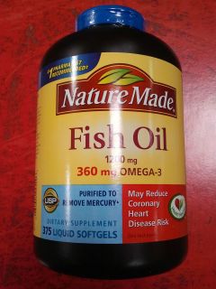 Fish Oil 1200 mg 375 Softgels Heart Health Omega 3 360 mg 375 ct