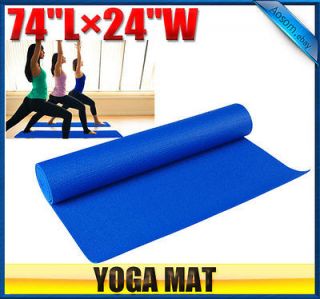  74 x 24 x 1/4 Yoga Mat Long Exercise Fitness Pad w/ Carrying Bag