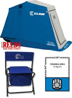 Clam Trapper 1 man Ice Fishing Shelter House with Folding Chair   9022